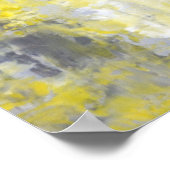 「心の変化」グレーと黄色の抽象芸術アート ポスター (角)