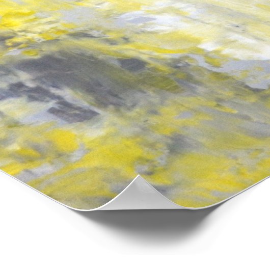 「心の変化」グレーと黄色の抽象芸術アート ポスター (角)