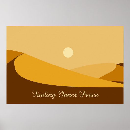 心の平和を探す砂漠の風景イエローアート ポスター (正面)