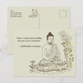 心の平穏は内から ブッダ ポストカード (正面/裏面)