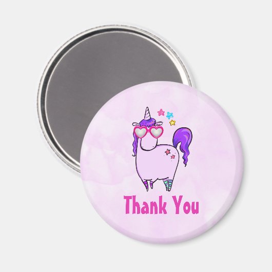 心の形をしたかわいい一角獣様、ありがとう マグネット (正面/裏面)