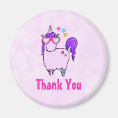 心の形をしたかわいい一角獣様、ありがとう マグネット (正面)