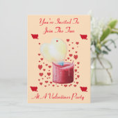 心の形をした炎の赤いバレンタインパーティー 招待状 (スタンド正面)