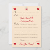 心の形をした炎の赤いバレンタインパーティー 招待状 (裏面)