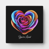 心の形カラフルをしたバラ-あなたは愛され –  フォトプラーク (正面)