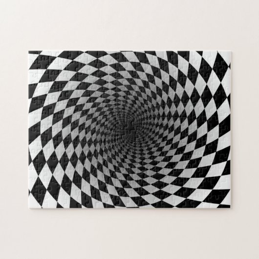 心の曲げ黒と白の光学錯覚 ジグソーパズル (横)