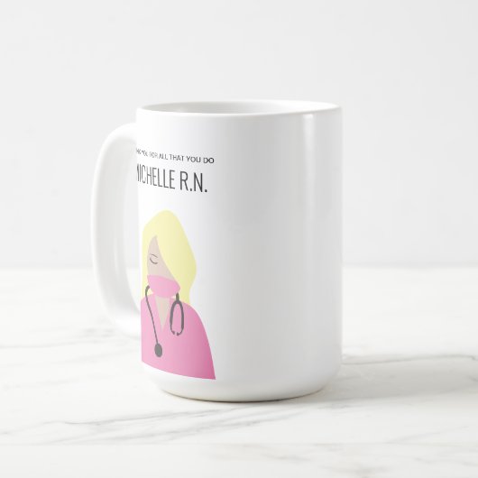 心の気に底：カスタマイズ可能なナース感謝マグカップ コーヒーマグカップ (正面左)