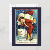 心の良い願いヴィンテージクリスマスカード シーズンポストカード (正面/裏面)