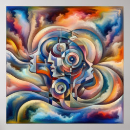 心の調和-抽象芸術女性 – Surreal Art ポスター