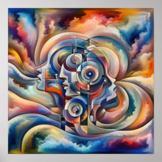 心の調和-抽象芸術女性 – Surreal Art ポスター (正面)