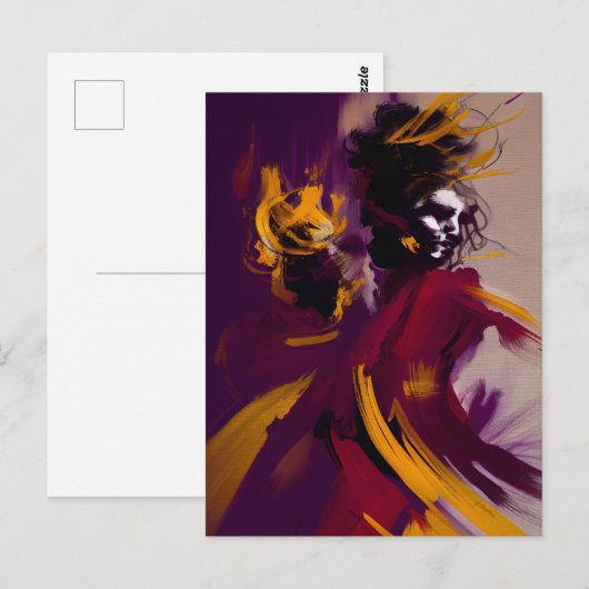 心の踊り - 表現主義的抽象人物 ポストカード (正面/裏面)