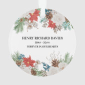 心を愛する思い出の中で、ポインセチアと松果体がクリスマス オーナメント (裏面)