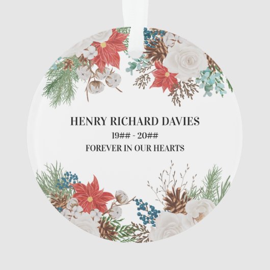 心を愛する思い出の中で、ポインセチアと松果体がクリスマス オーナメント (裏面)