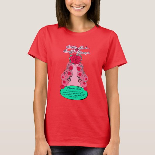 心を新たに - ほほえみ薔薇 Tシャツ (正面)