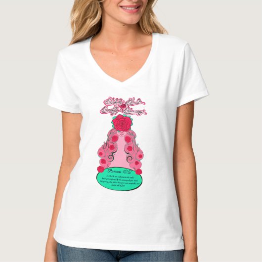 心を新たに II - 顔を赤らめるバラ Tシャツ (正面)