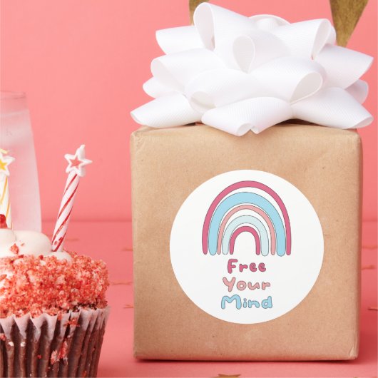 心を解放やる気を起こさせるカラフルboho rainbow ラウンドシール (パーティー)