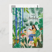 心を込めた青い温室の植物の女の読子の ポストカード (正面/裏面)