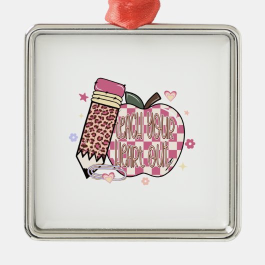 心を込めて教える先生 メタルオーナメント (正面)