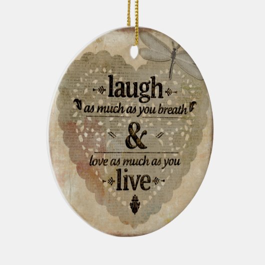 心を込めて笑う引用文 セラミックオーナメント (右)