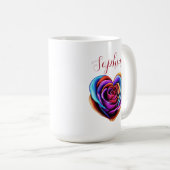 心カラフル形バラ- コーヒーマグカップ (正面右)