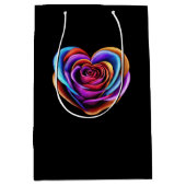 心カラフル形バラ – バレンタインデー ミディアムペーパーバッグ (正面)