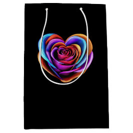 心カラフル形バラ – バレンタインデー ミディアムペーパーバッグ