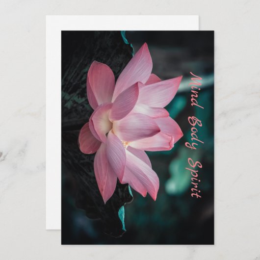 心パーソナライズされた体スピリット蓮の花枕 招待状 (正面/裏面)