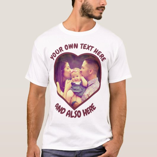 心パーソナライズされた型の写真Tシャツが大好き Tシャツ (正面)