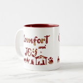 心地よいおよび喜びのキリスト教のクリスマスの出生 ツートーンマグカップ (正面左)