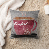 心地よいおよび喜びのコーヒーバーガンディの灰色の水彩画 クッション (ブランケット)