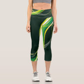 心地よいで巻き上げスタイリッシュ：ヨガパンツ&レギンス カプリレギンス (正面)