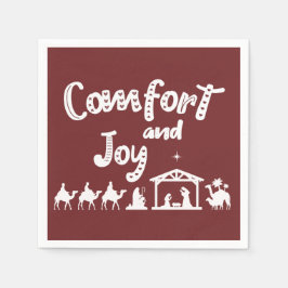 心地よいとジョイクリスチャンクリスマス出生 スタンダードカクテルナプキン