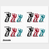 心地よいとジョイ賛美クリスマスの三祈猫 長方形シール (シート)