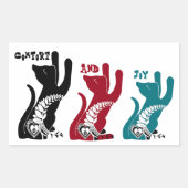 心地よいとジョイ賛美クリスマスの三祈猫 長方形シール (正面)