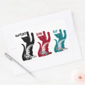 心地よいとジョイ賛美クリスマスの三祈猫 長方形シール (封筒)