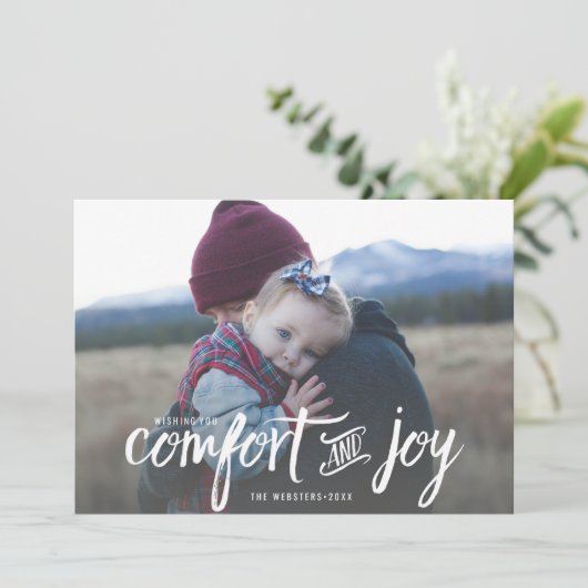 心地よいとモダンジョイ・ホリデーのクリスマスフォト シーズンカード (スタンド正面)
