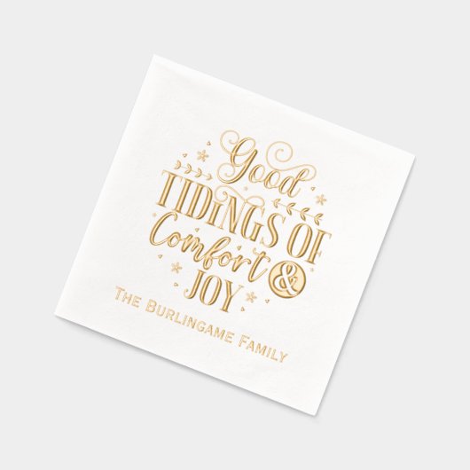 心地よいと喜びのタイポグラフィの家名 箔ナプキン (左)
