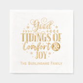 心地よいと喜びのタイポグラフィの家名 箔ナプキン (正面)