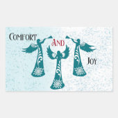 心地よいと喜びクリスマス賛美の天使祈たち 長方形シール (正面)