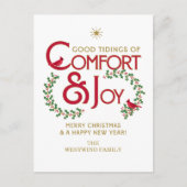 心地よいと喜びメリークリスマスホリー シーズンポストカード (正面)