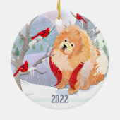 心地よいとJOYと年 – 粗いチャウオーナメント セラミックオーナメント (裏面)