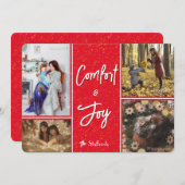 心地よいとJoy in Red Photo Christmas Card 招待状 (正面/裏面)