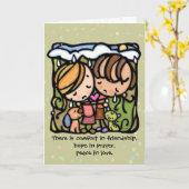 心地よいの友情。祈りの言葉の希望。愛の平和 カード (黄色い花)