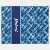 心地よいを受け入れるブルーニットパーソナライズされた フリースブランケット (正面(横))