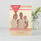 心地よいアステカ&ジョイクリスマスフォトカード、赤/黄褐色 シーズンカード (スタンド正面)