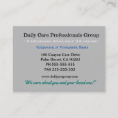 心地よいウイングII介護者 名刺 (裏面)