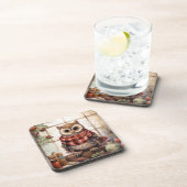 心地よいクリスマスフクロウ心温まる冬かわいいフクロウ コースター (右側)