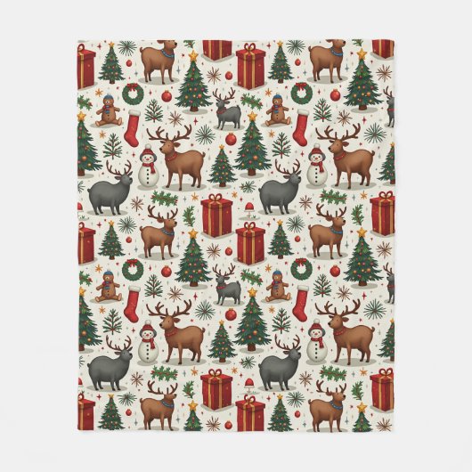 心地よいクリスマス フリースブランケット (正面)