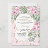 心地よいピンクローズ結婚式招待状 招待状 (正面)