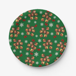 心地よいロースト栗と雪片の冬 ペーパープレート